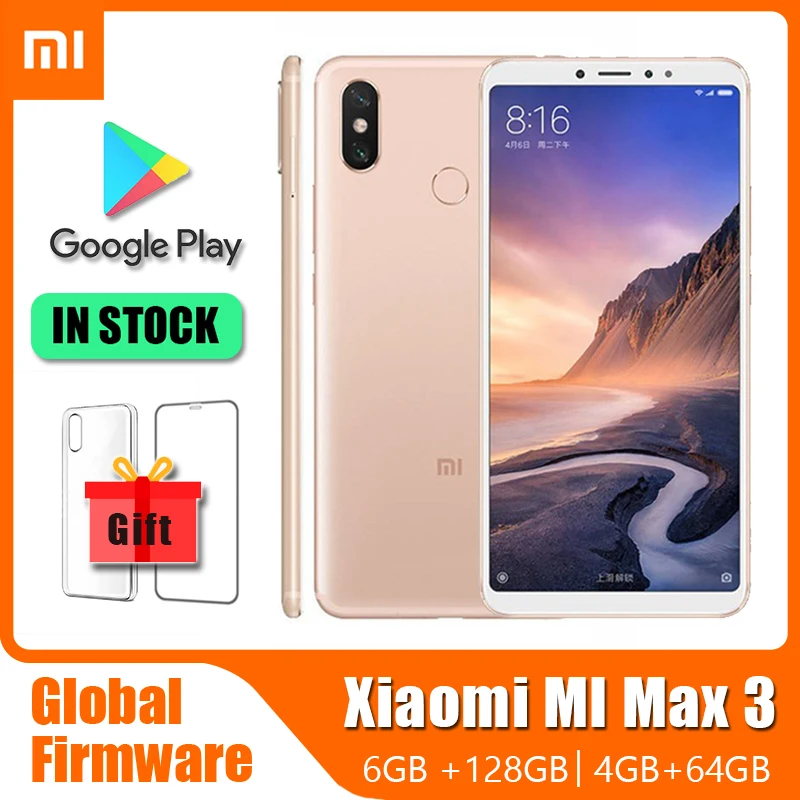 Smartphone Xiaomi Mi Max 3  6.9 inch 4G RAM 6 ROM Fingerprint 4G Android Smart Phone  Qualcomm Snapdragon 652