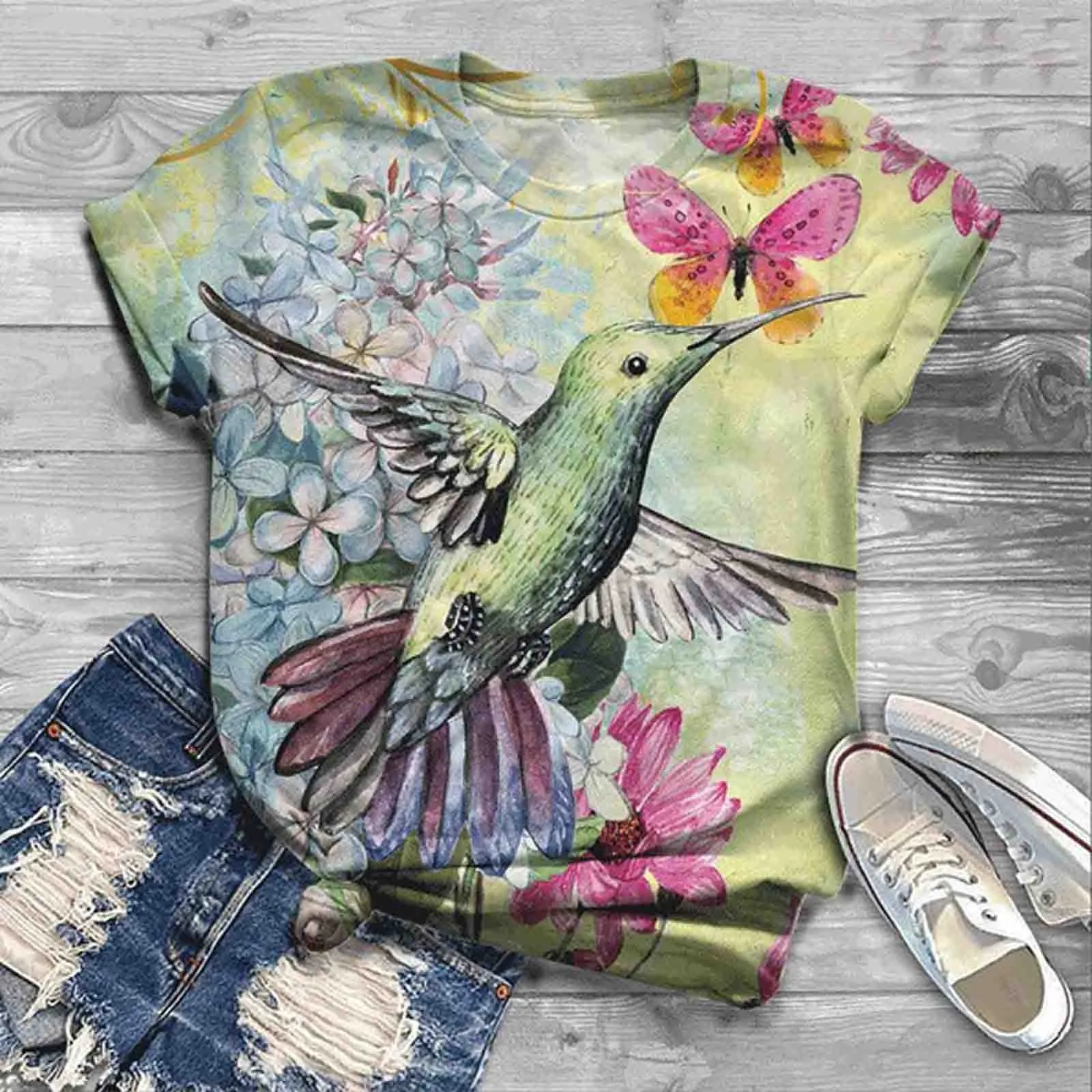 

Harajuku Woman Tshirts Women Summer Plus Size Short Sleeve Bird Printed O-Neck Tops T Shirt Femme T-Shirts Mujer Camisetas