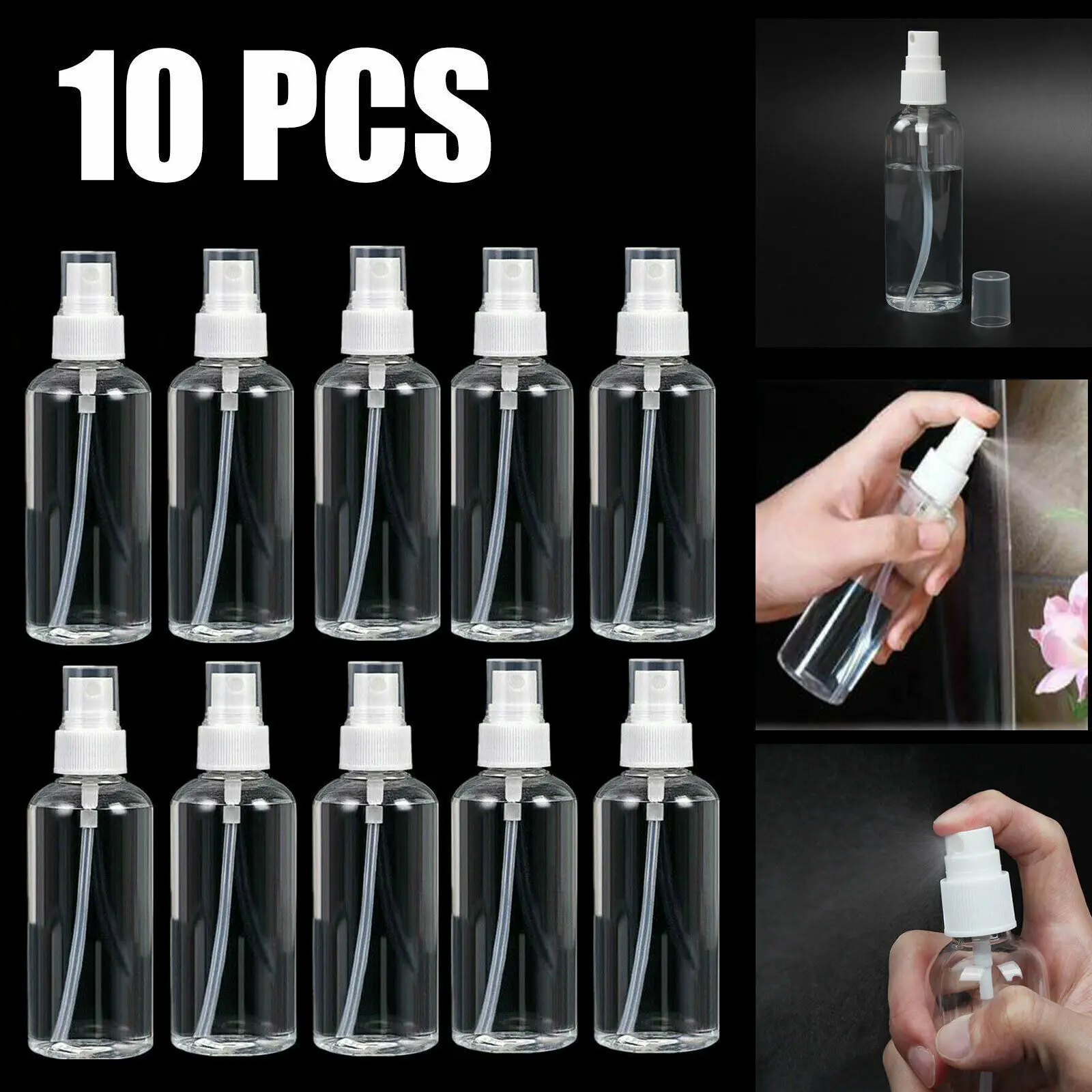 

10PC Portable 30ml/60ml/150ml/200ml/250ml Travel Transparent Plastic Perfume Atomizer Mini Empty Spray Bottle Refillable Bottle