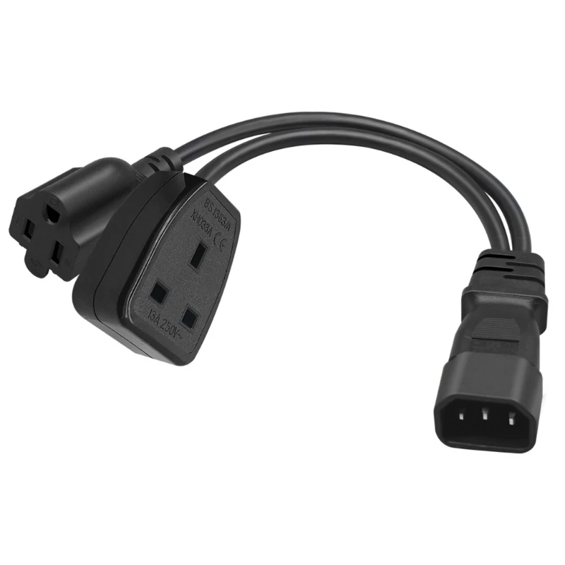 3-контактный штекер IEC320-C14 для Nema 5-15R + UK13A, гнездовой адаптер, шнур Y-разветвитель, преобразователь питания, линия