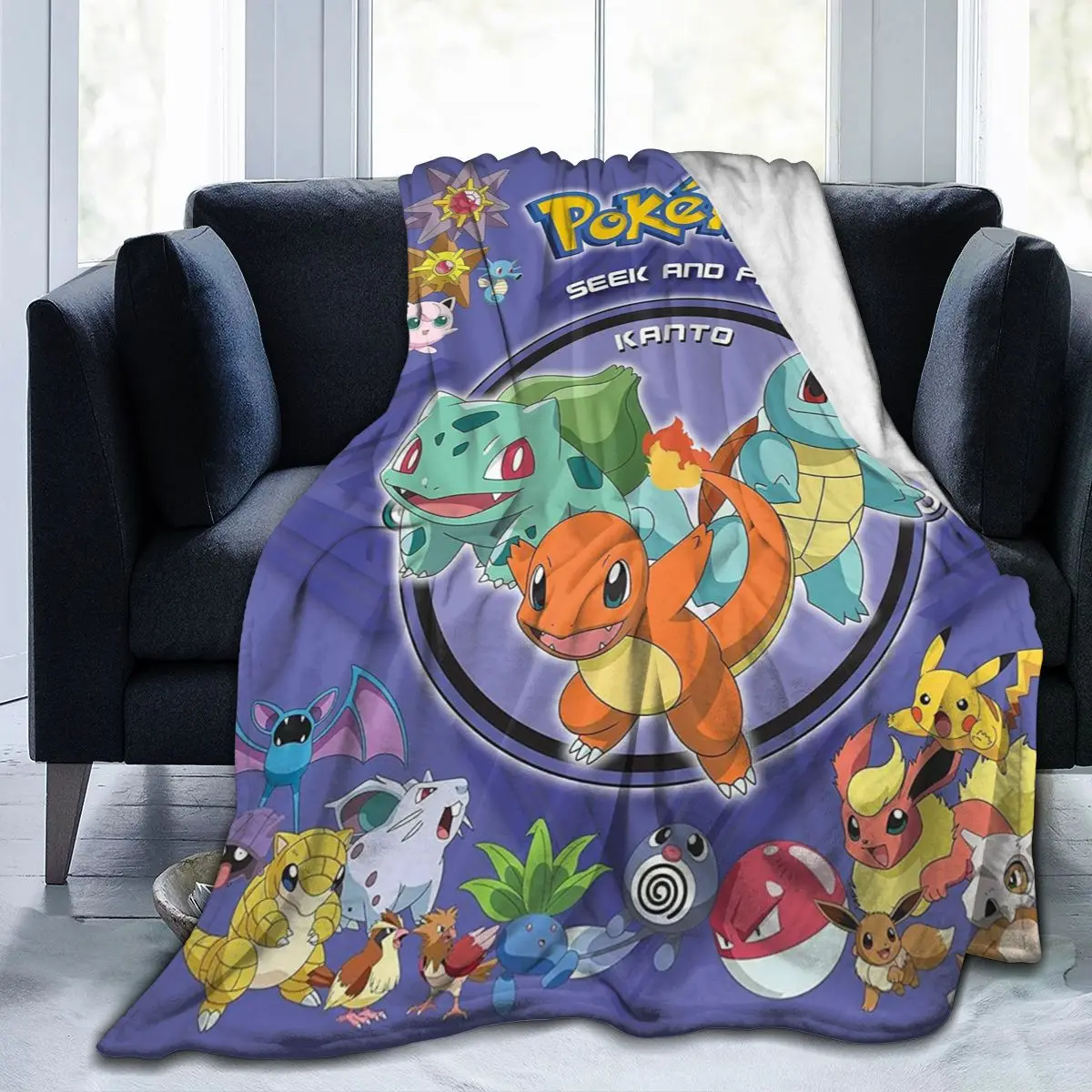 

5D-Printed Blanket Pokemon Bikachu Flannel Blanket Bed Throw Soft Cartoon Printed Bedspread Bedspread Sofa Gift-00