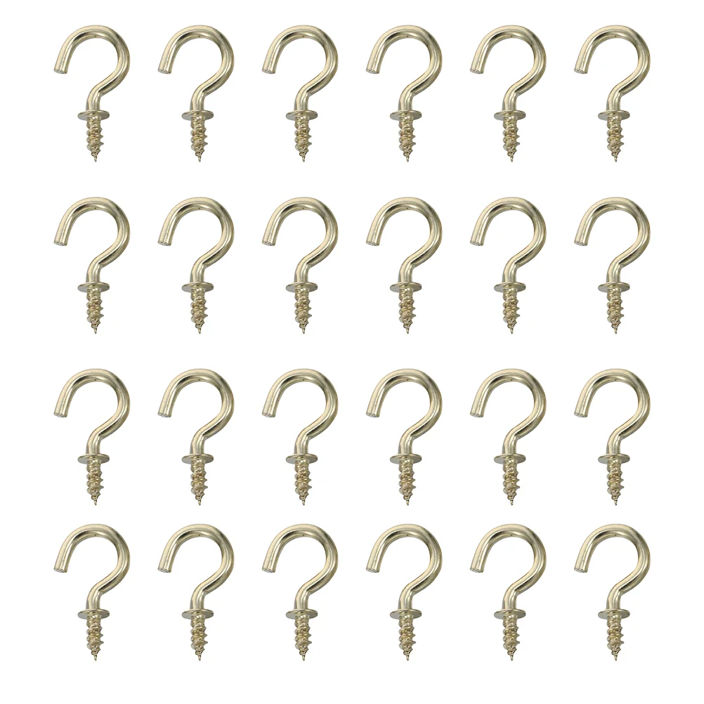 

100 Pcs Metal Coat Hanger Sheep Eye Nails Cup Screw Hook Jewelry Storage Hooks Question Mark Shape Sundries Plastic