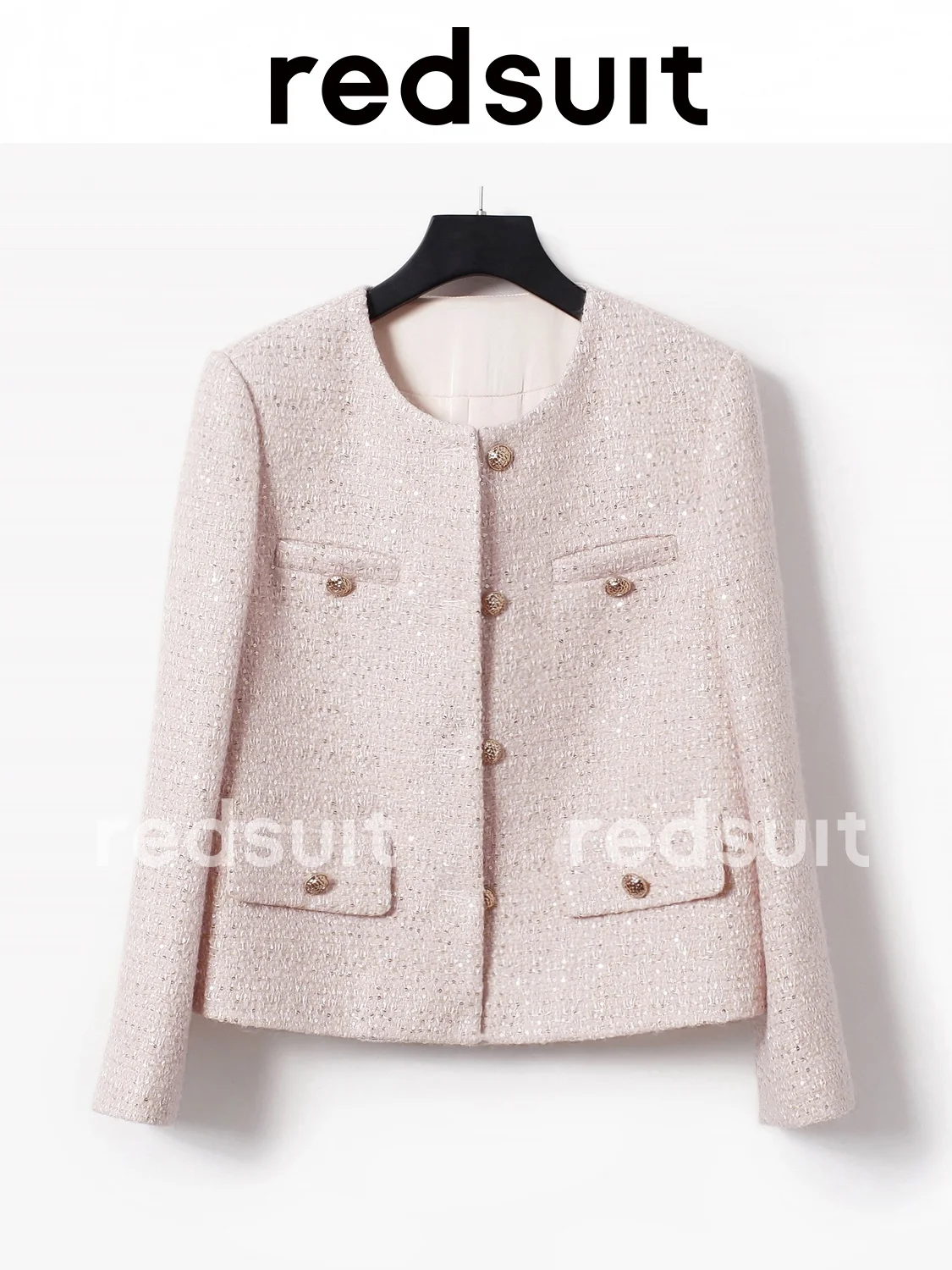 

Dream Smoke Powder High Luxury Gentle Temperament Pink Top Heavy Industry Sequins Small Fragrance Coat Girl