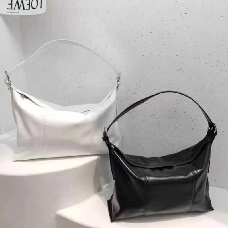 Women's New Silver Versatile Big Shoulder Bags Soft Leather Large Capacity Casual Hobos Bag Fashion Designer Luxury Y2k Handbags