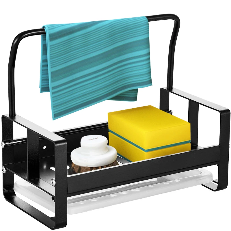 Органайзер для кухни практичный модный держатель мыла губки алюминиевая стойка