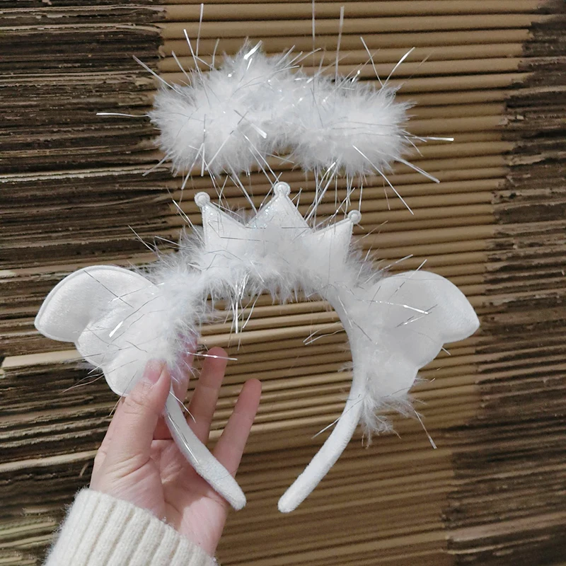 

BeQeuewll Crown Headband Feather/Shiny Hair Hoop Styling Accessories for Women Girls Party Prop