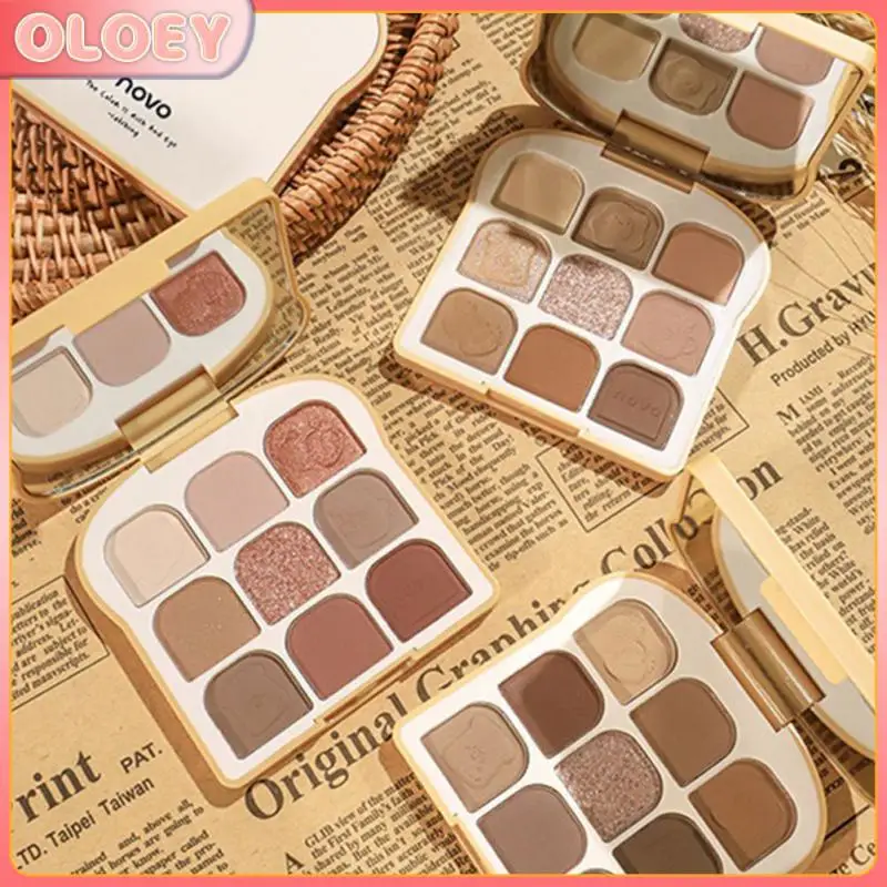 

9 Color Eye Shadow Palette Eyeshadow Palette With Mirror Cute Toast Eyeshadow Palette Shimmer Shiny Sequins Pigment Eyes Makeup