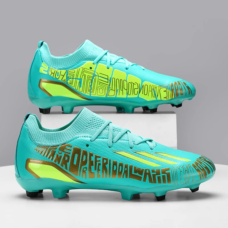 

H-627 Ultralight Mens Soccer Shoes Wearable Non-Slip Turf Soccer Cleats for Kids TF/FG Training Football Boots Chuteira Campo