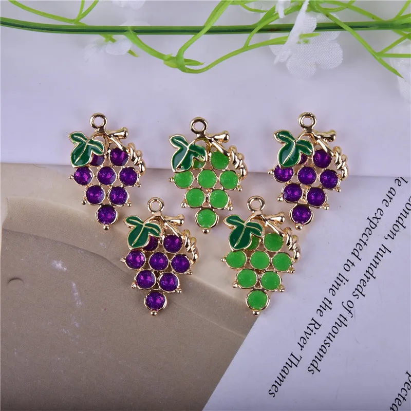 

10pcs/pack Grape Fruit Oil Drop Golden Color Metal Charms Earring Bracelet DIY Jewelry Making Bulk Wholesale