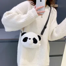 Cartoon Panda Plush Crossbody Bag New Creative Fashion Shoulder Bag Kids Girls Backpack Bags Kawaii Plush Bag