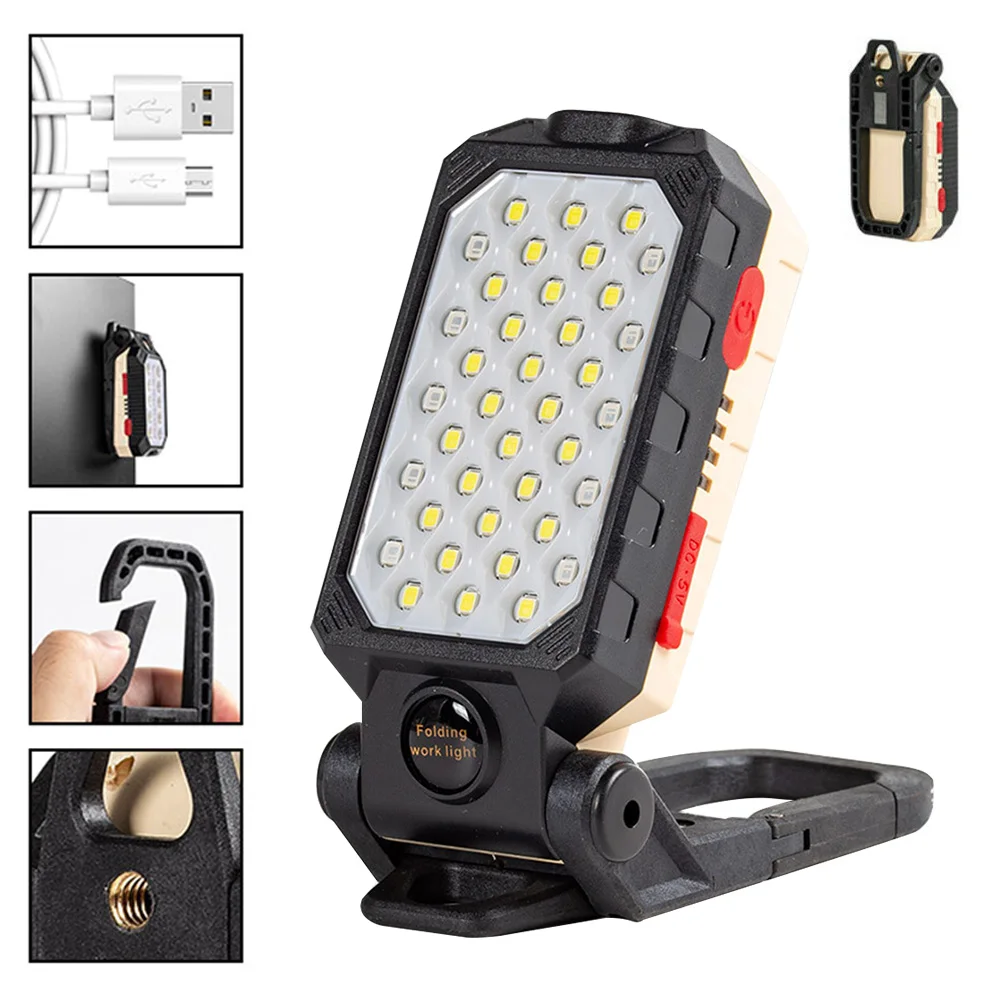 

4 Modes Waterproof Fishing Lightweight LED Work Light USB Rechargeable Foldable Built In Kickstand Outdoor Camping Magnetic