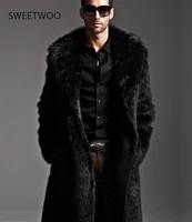 2022 autumn and winter men faux fur large lapel fur long men faux fur jacket men overcoat mens clothing
