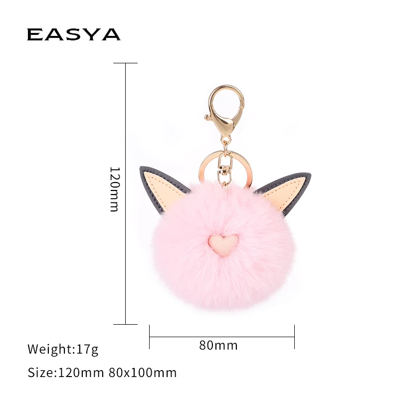 Брелок EASYA с меховым помпоном 7 цветов пушистый шарик милый брелок ушками Женская