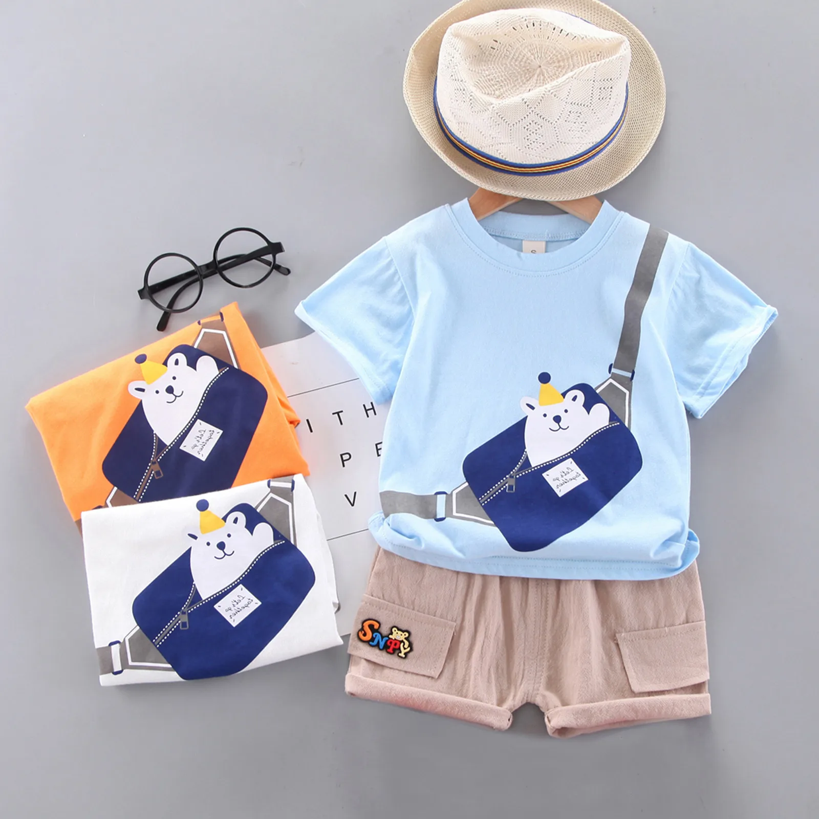 

Toddler Boys Cartoon Print Outfit Summer Baby Boys Clothes Set Casual Short Sleeve T-shirt Shorts Toddler Boys Clothing Set