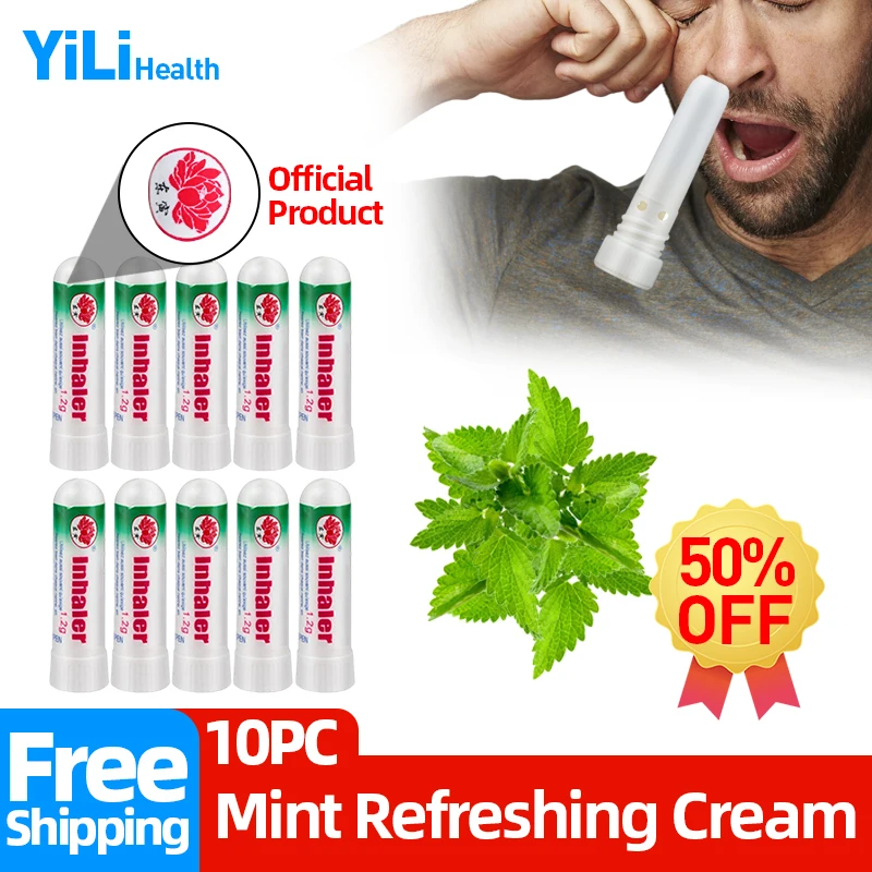 

10pcs Thailand Original Nasal Inhaler Rhinitis Mint Cream Cure Sinusitis Allergy Reliever Nose Cool Herbal Refresh