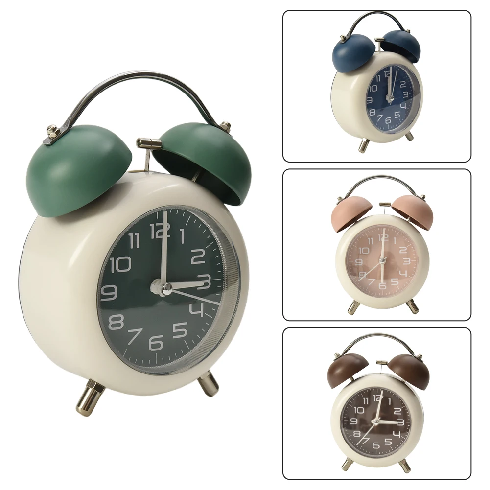 

Twin Bell Vintage Metal Alarm Clock With Night Light For Dormitory Home Office Home Decoration Bathroom Accessories
