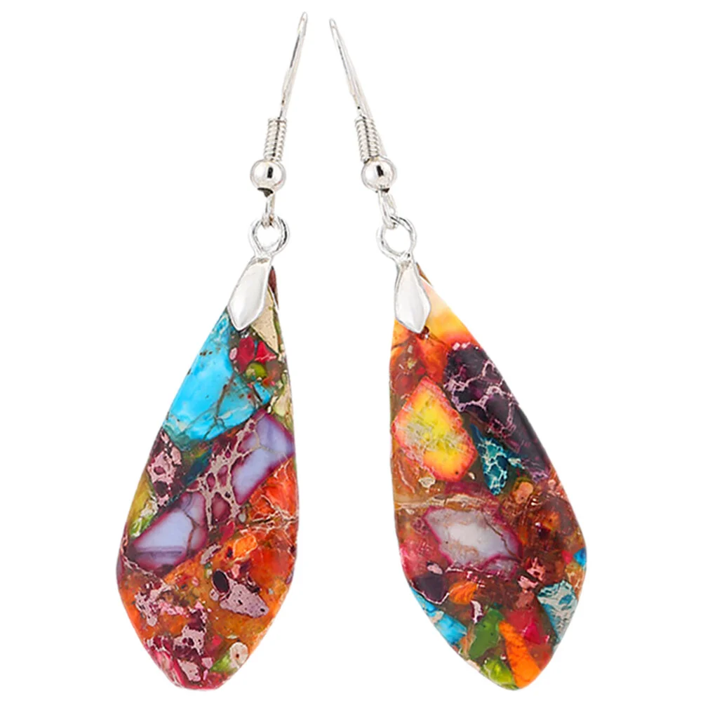 

1 Pair Colorful Teardrop Stone Dangle Earrings Women Drop Earring Bohemian Earrings