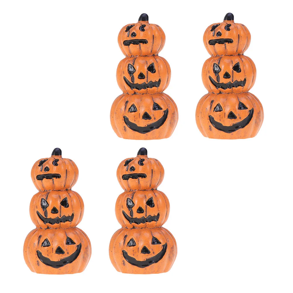 

4 Pcs Resin Pumpkin Ornaments Halloween Home Decor Day Decoration Craft Adornment Gift Scene Layout Prop Imitation Desktop