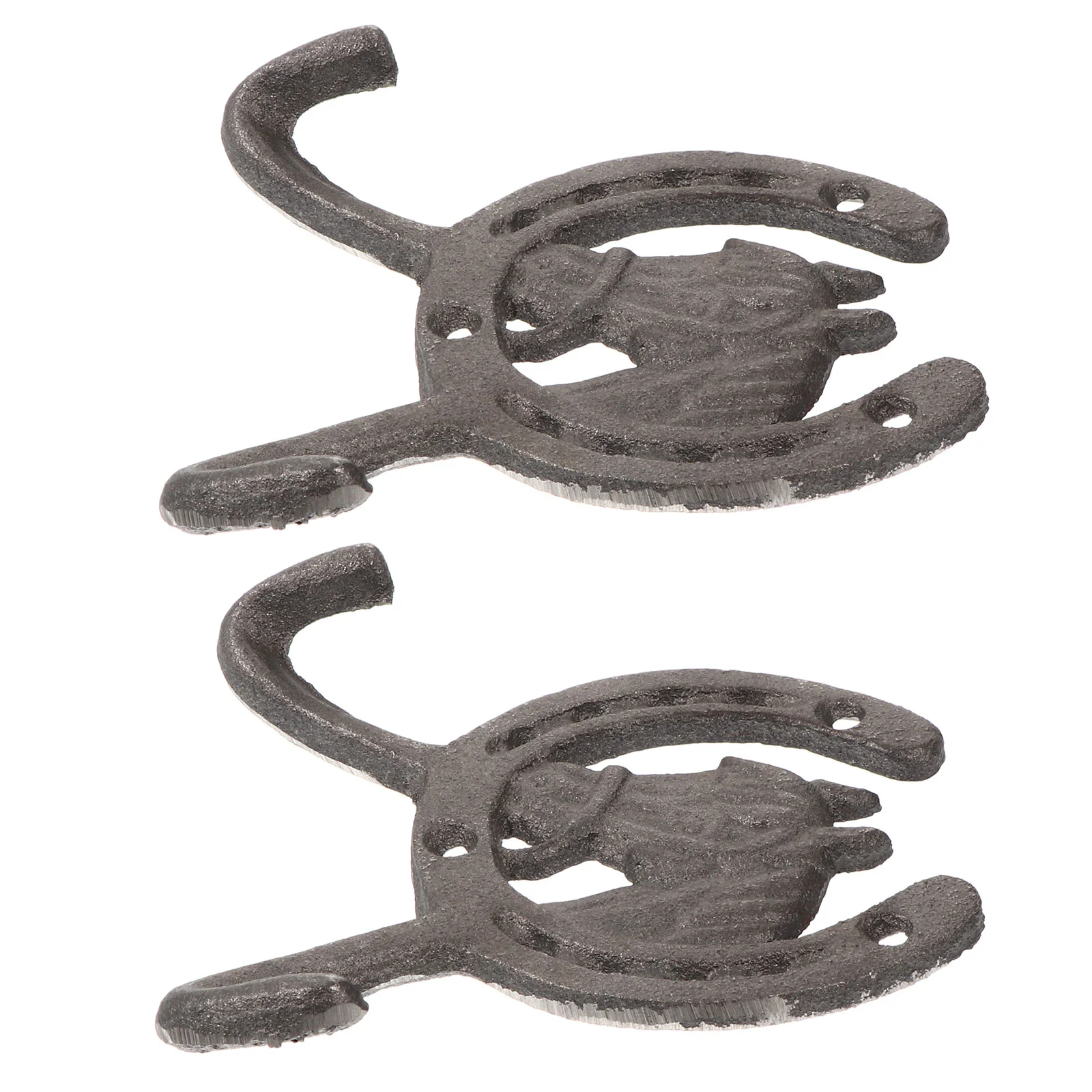 

2 Pcs Metal Coat Hanger Wall Mounted Rack Ornament Hooks Entryway Kids Towel Robe Cowboy Hat Horse Head Hoof Double