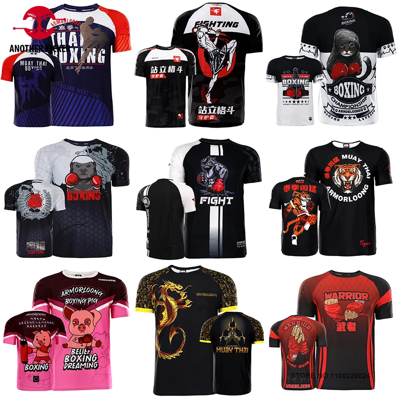 

Tiger Muay Thai Shirt Mens Womens Kids Bjj Rashguard Jiu Jitsu Boxing Combat Fight Jerseys Compression MMA Kickboxing Tee Shirts