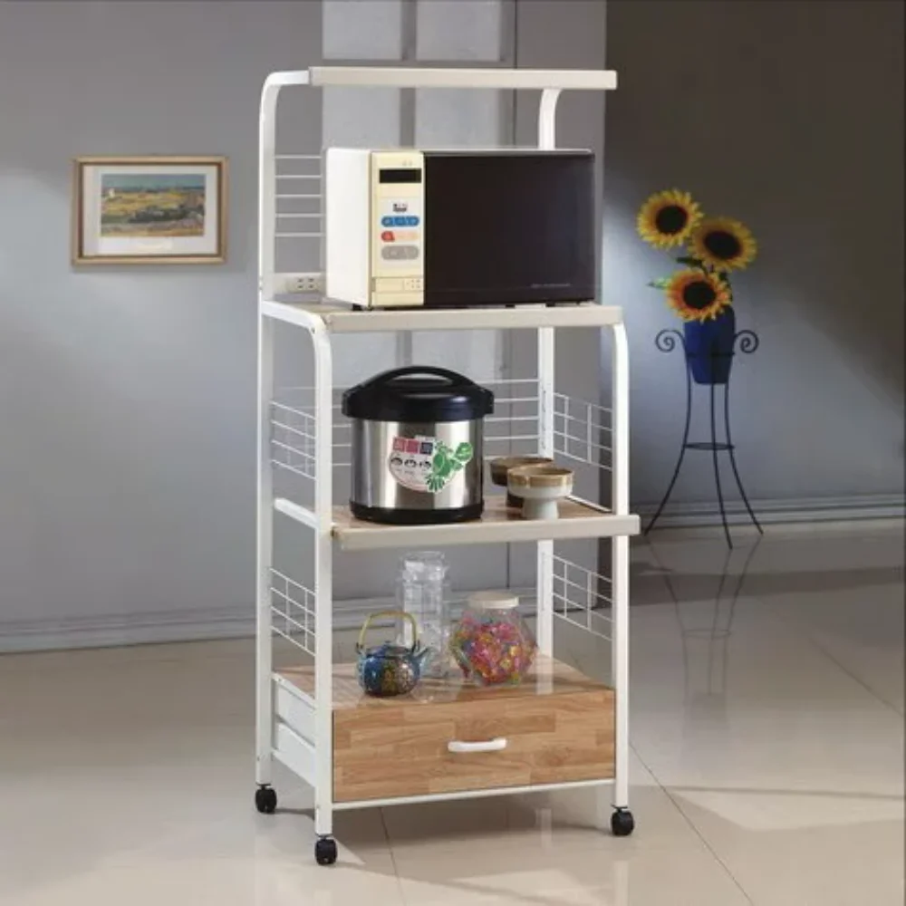 

Kitchen Cart with Casters, White Kitchen Island Table Folding Cart