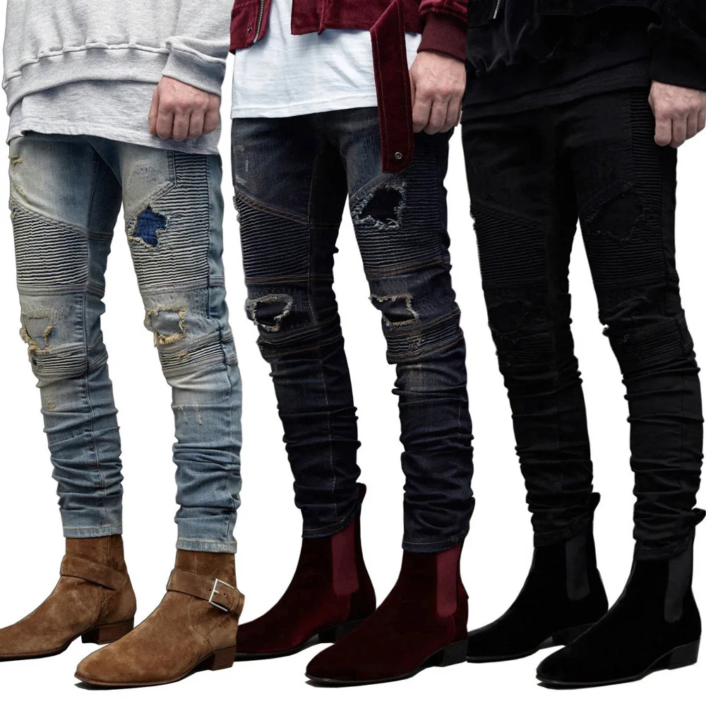 Fashion Men's Trend Denim Slim Skinny Trousers Beggar Ripped Men's Jeans Slim Men's Slim Trousers 2022 Clothing