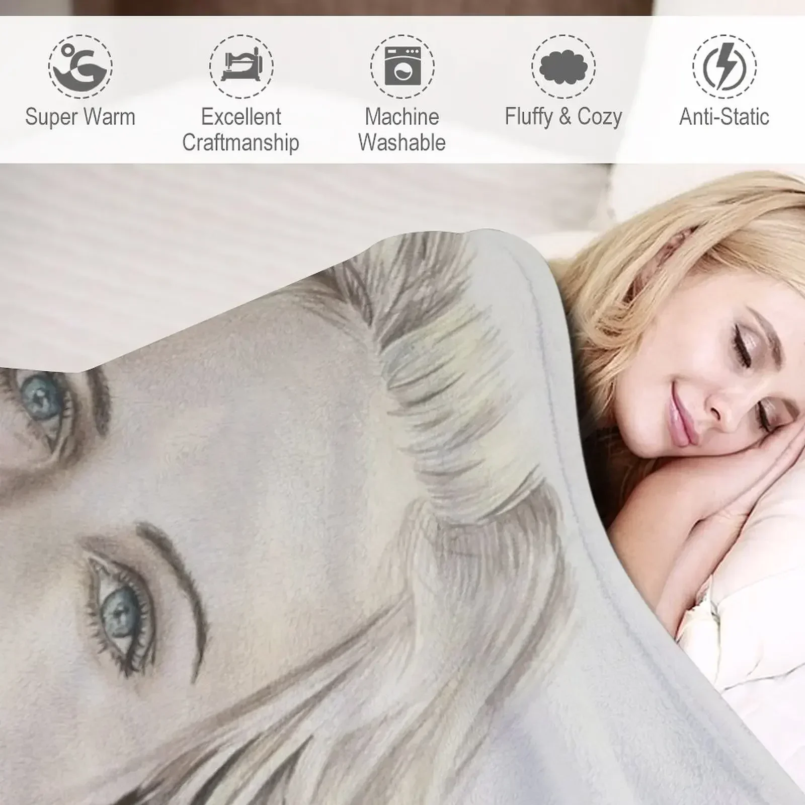 Одеяло с рисунком Charlize Theron Дизайнерские одеяла и пледы Пляжные пушистые