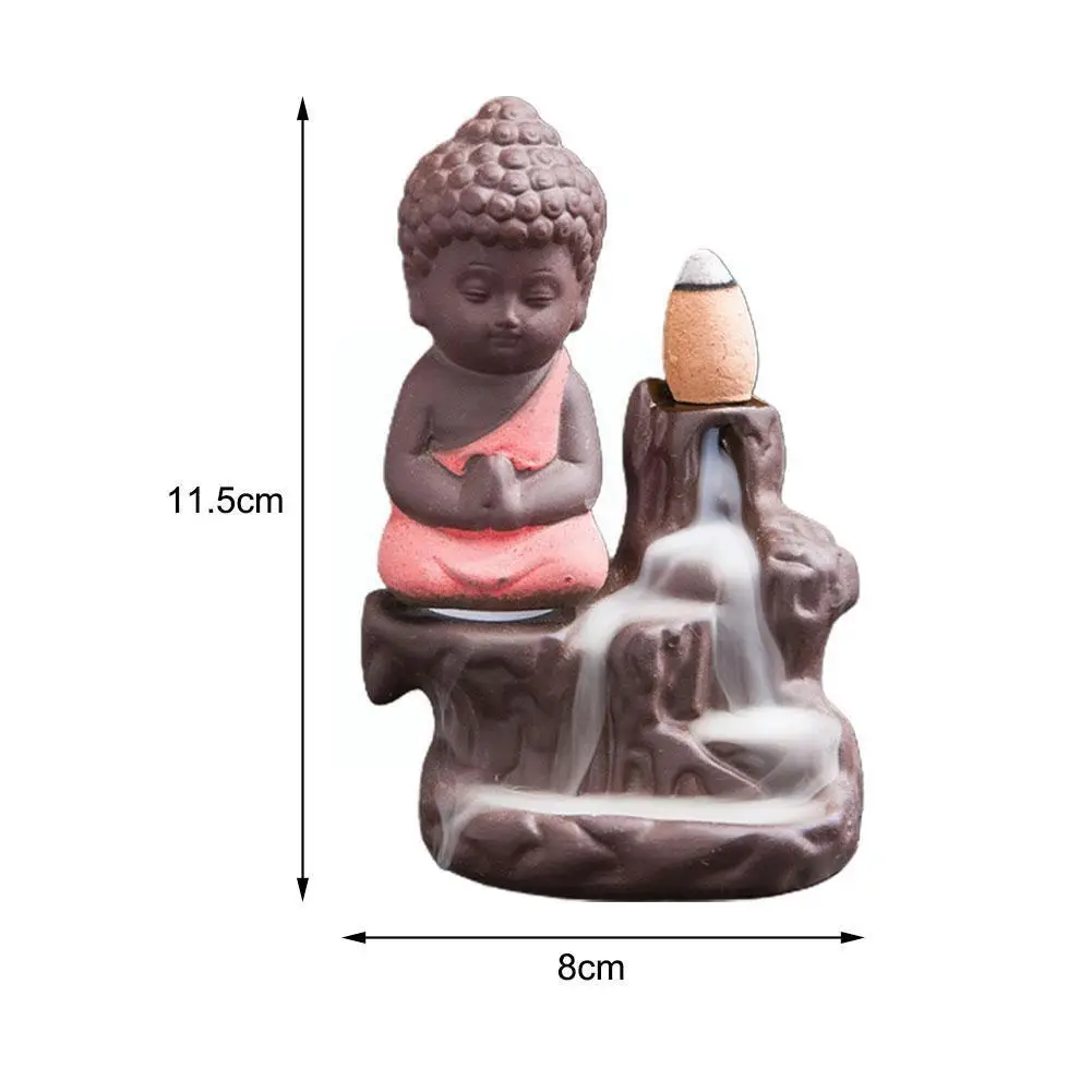 Керамическая подставка для благовоний с изображением маленького монаха и дыма