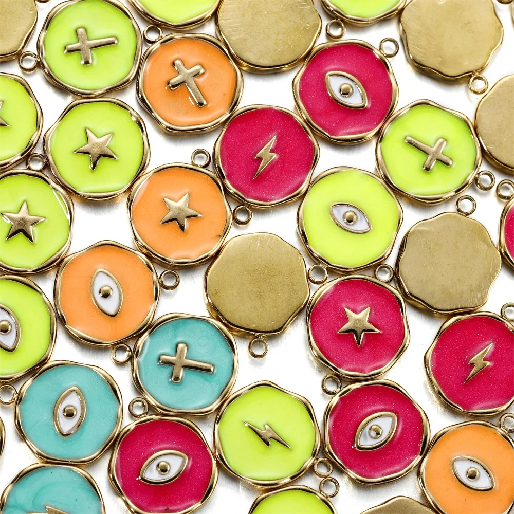 

5 шт./лот, подвеска из нержавеющей стали с красочной звездой и молнией для женщин и девушек, эмалированная, модная, для вечеринки, повседневна...