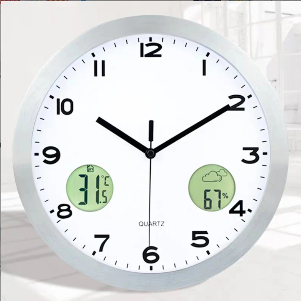 

Настенные часы с датчиком и температурой, Кварцевые Металлические, современный декор, дисплей, таймер в скандинавском стиле, легкое чтение, ...