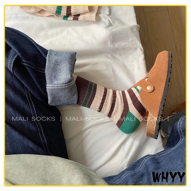 

New Girl's Brown Color Striped Novelty Fashion Socks Young Art Funny Hipster Street Dance Gift Sokken Dropship
