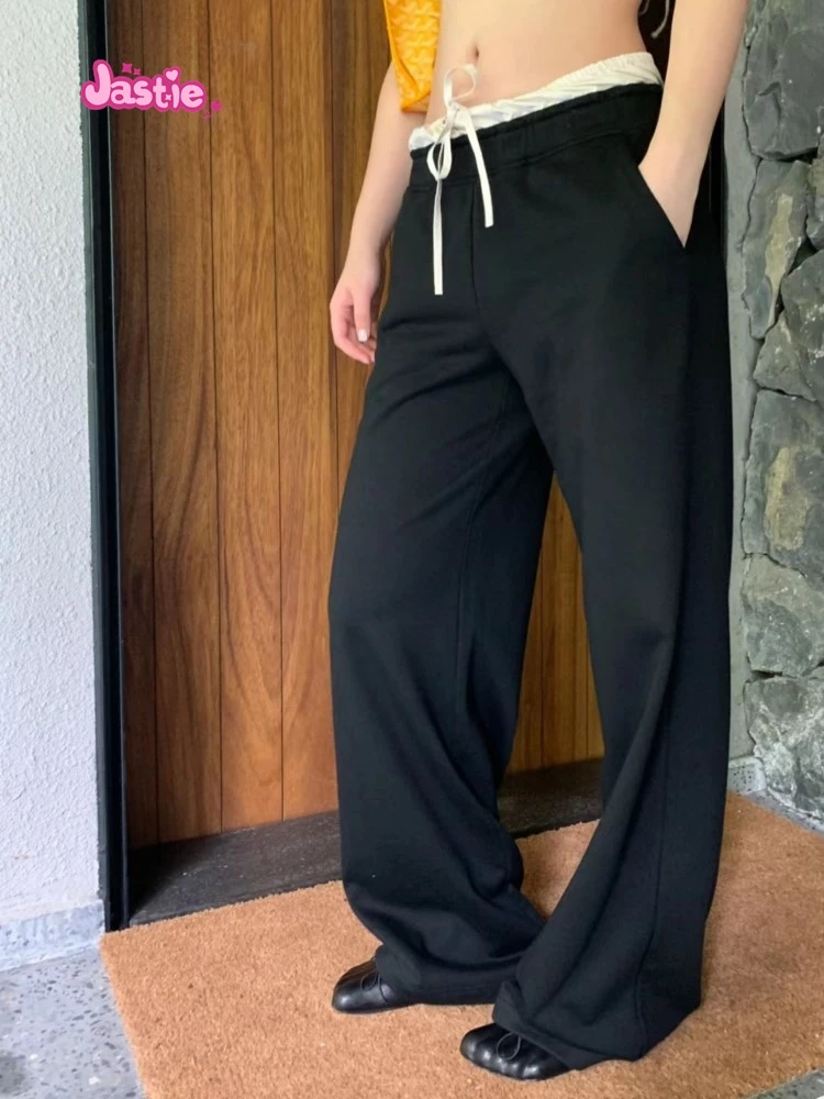 Женские спортивные брюки на шнуровке повседневные хлопковые составного кроя с