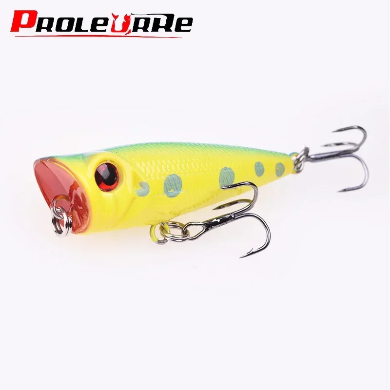 Фото 1 шт. приманка для рыбалки Topwater Popper 5 см 4,5 г воблеры для троллинга пластиковая жесткая искусственная приманка с 10 шт. #   Крючки для окуня, щуки, сома №1