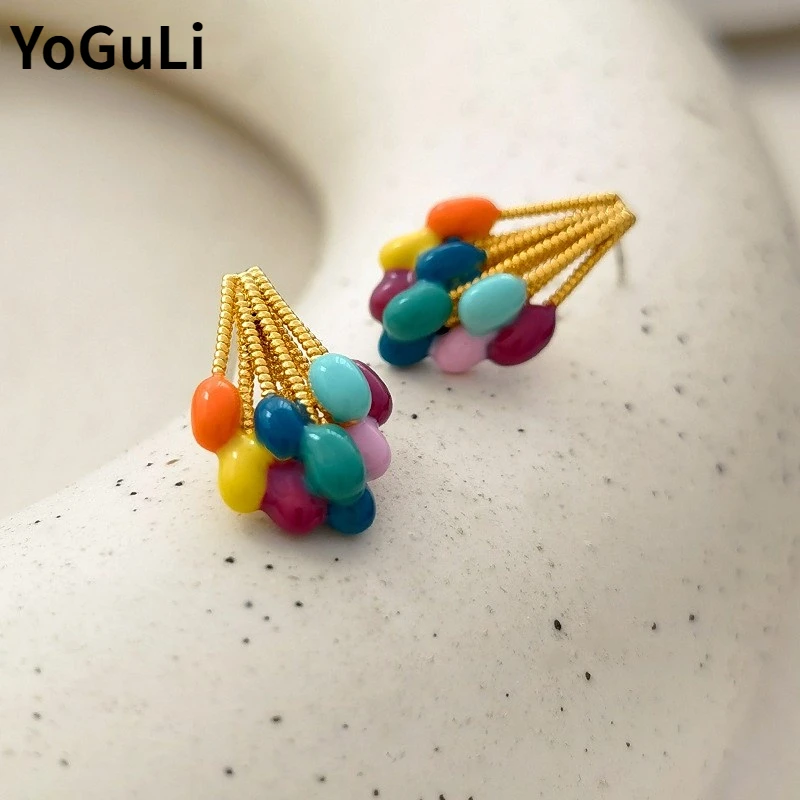 

Fashion Jewelry Colorful Enamle Balloon Earrings 925 Silver Needle Sweet Design High Quality Copper Stud Earrings For Women