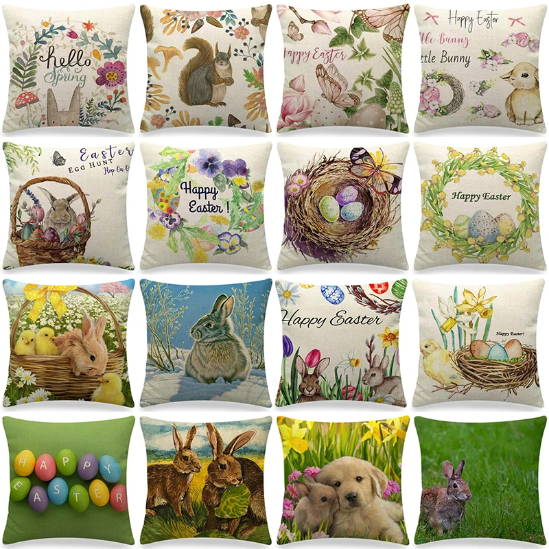 

45X45cm Home Decor Festive Pillowcase Living Room Decorative Pillowcase Easter Egg Pattern Cushion Cover