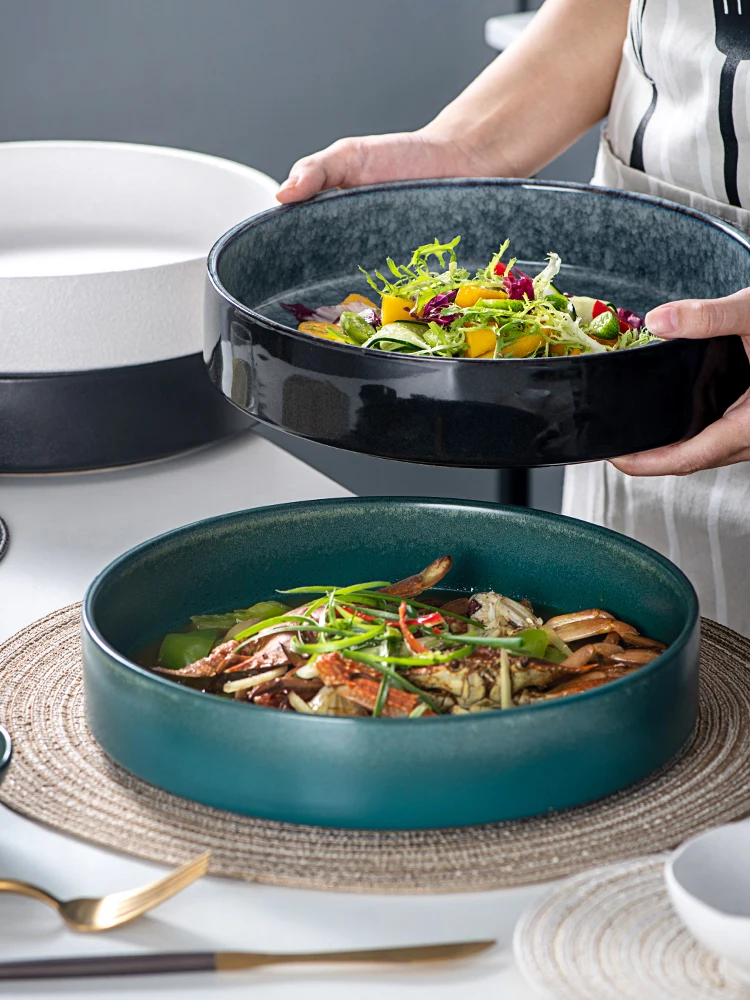 

Large plate deep plate Nordic Western food soup plate home good-looking dish plate creative personality ceramic plate