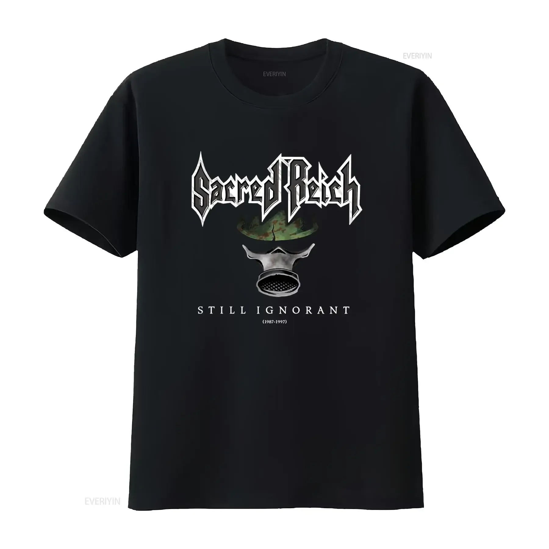 Фото Черная футболка в стиле группы Sacred Reich, дизайн Still Ignorant 1987-1997, все размеры в наличии для фанатов, PP1506, винтажная, с эффектом потертости. №1