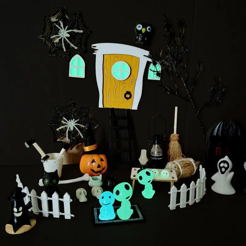

Миниатюрный Кукольный домик на Хэллоуин, 35 шт., деревенские аксессуары на Хэллоуин, миниатюрные фигурки на Хэллоуин, многоразовые миниатюры