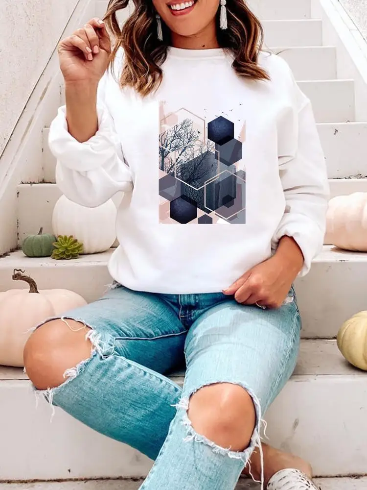 

Watercolor Autumn Clothing Abstract 90s Fashion Spring Pullovers Fall Season Print Casual Female Women Graphic Sweatshirts