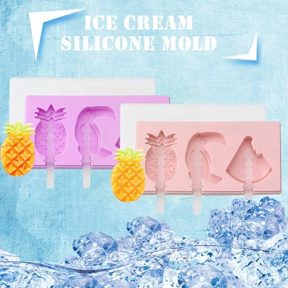 3 Cell Fruit Silicone Mold Silicone Ice Cream Mold Mould Ice Cream Maker Mould DIY Molds Ice Ice Tray Popsicle W8L8
