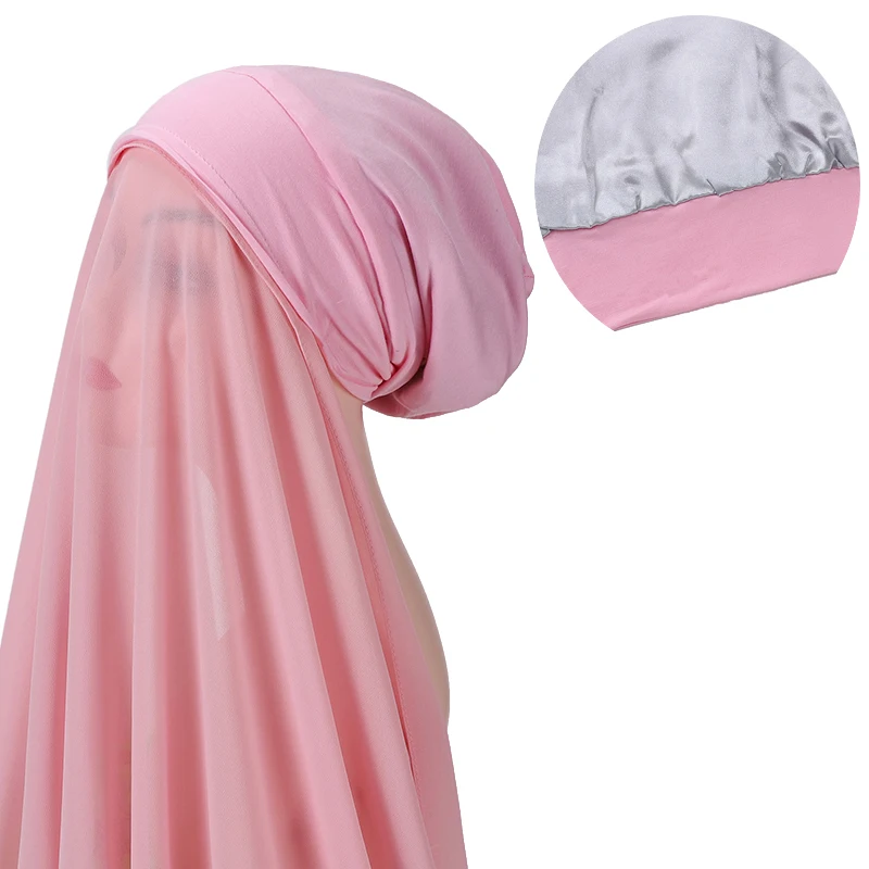 

Двухслойная шапка, мгновенный хиджаб, внутренняя шапка с атласной шапочкой, мгновенный хиджаб, шифоновый шарф, мусульманские женские шали, повязка на голову