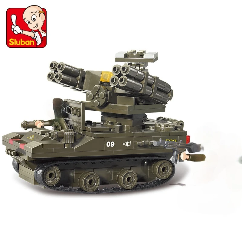 

207Pcs Military Series Antiaircraft Tank Building Block Toys SLUBAN Construction Figure Gift For Children Compatible Blocks Toy