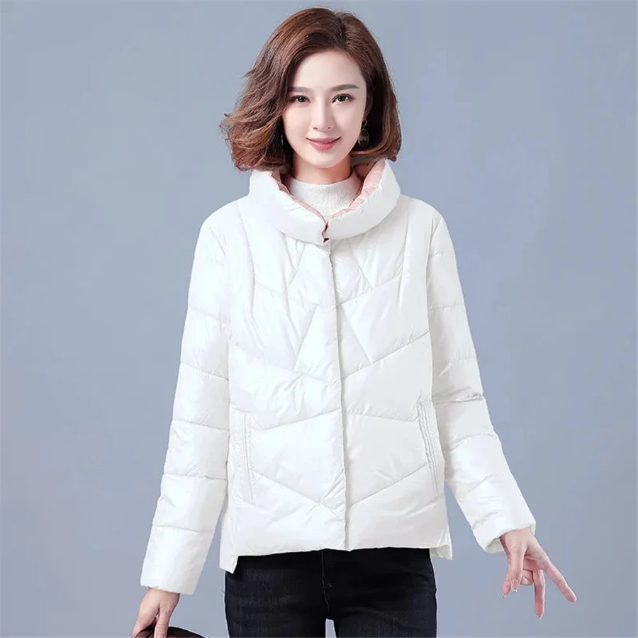 Glossy Fall Winter Cotton Padded  Warm Jackets Women Thick Parkas Oversized 3XL Casual Loose Overcoat Basic Solid Outwear Top
