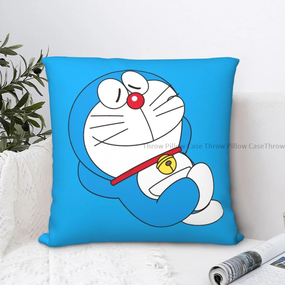 

Soft Throw Pillow Case Doraemon Cat Cartoon Manga Series Backpack Cushions Covers DIY Printed Reusable Home Decor