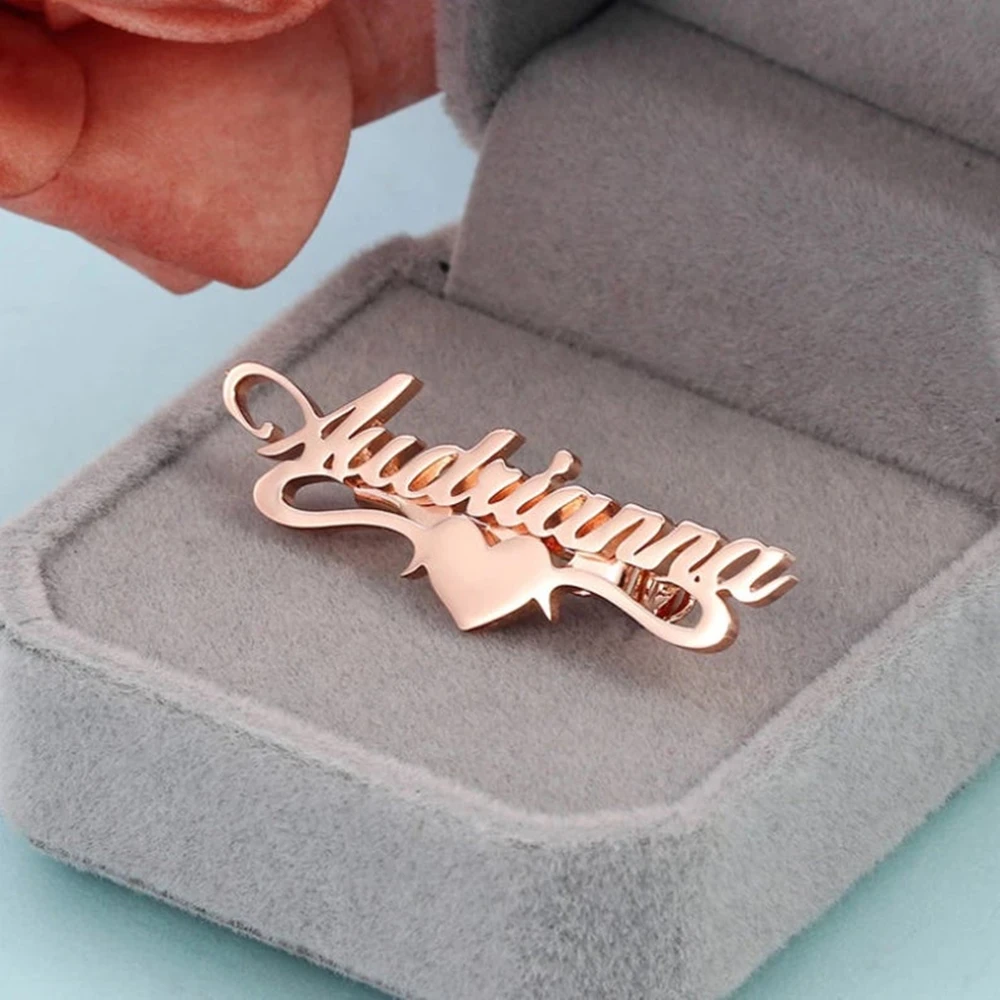 Custom logo Brooch Stainless Steel Custom Name Pins Nameplate Broochs Personalized Women Men Daily Jewellery Special Gifts