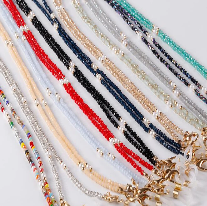 

2022 Fashion New Korean Flowers Daisy Necklace Beads Chain Glasses Mask Holder Woven Cord Lanyard For Women Girls Wholesale