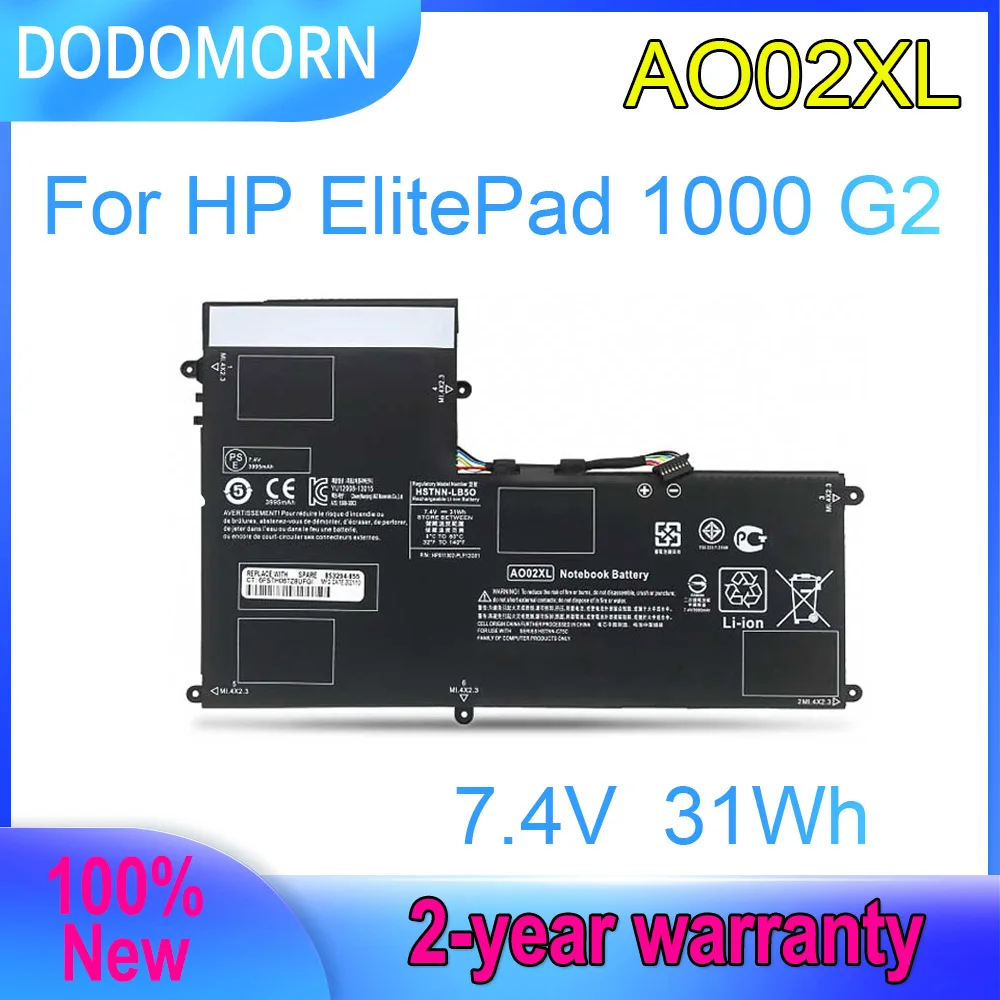 

DODOMORN 7,4 V 31Wh AO02XL HSTNN-C75C Аккумулятор для ноутбука HP ElitePad 1000 G2 HSTNN-LB5O 728250-1C1 728558-005 728250-421 Series