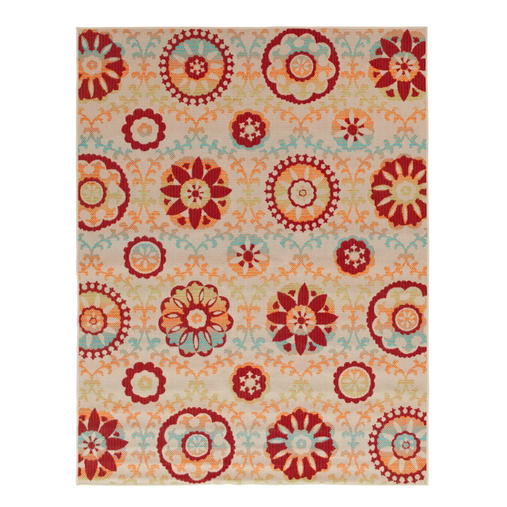 

5'x7' Multicolor Floral Medallion Outdoor Rug