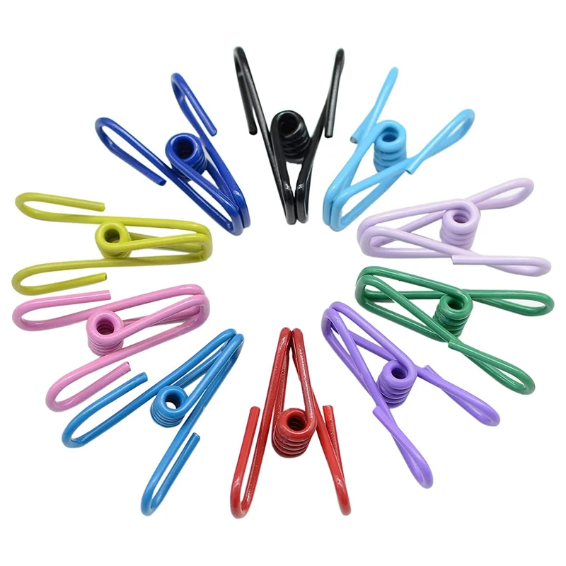 5/10Pcs Colored Metal Clips PVC-Coated Steel Clip Pins Clothes Clamps Hanger Photo Hinge Clips  For Food Bag Office Home Decor