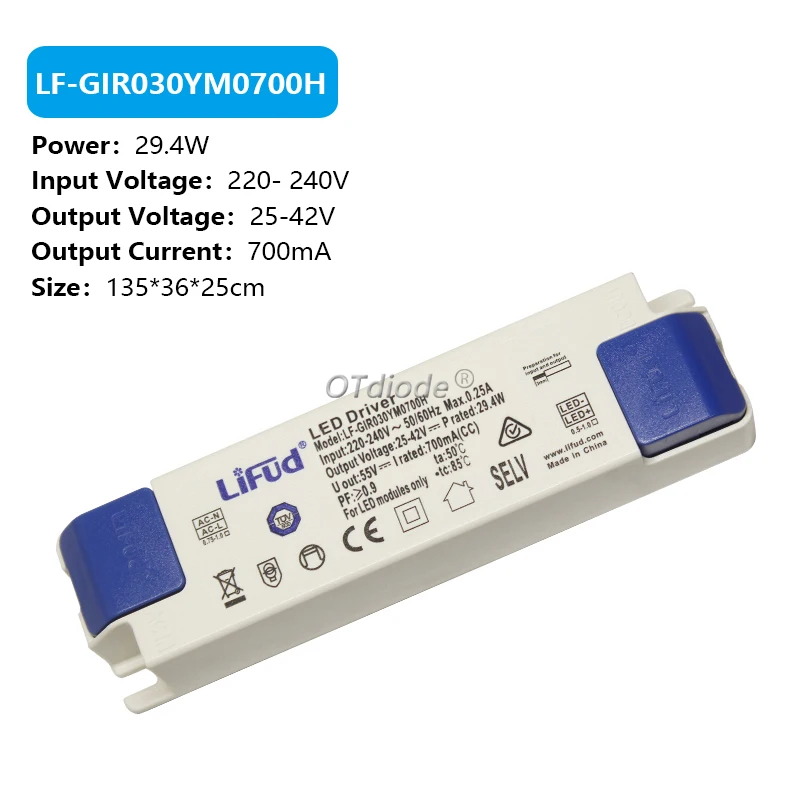 Фото Драйвер Lifud Φ/33-40V 800mA 900mA 1000mA 1050mA 1200mA 1300mA 1400mA 1500mA 40W50w 60W LF-GIRxxxYS Series Transformer №5